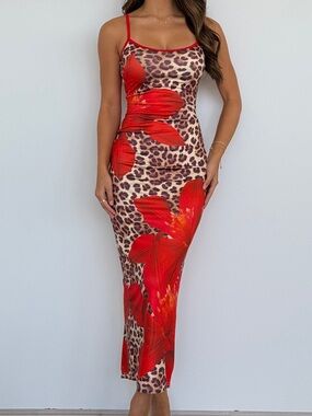 Runaway The Label - Victoria Midi Dress in Leopard Floral